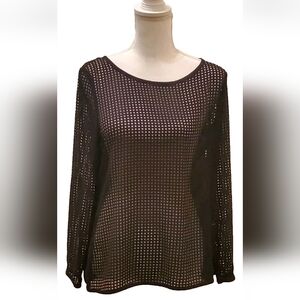 Banana Republic Pullover Black Mesh Top Beach Cover Sz Small Lightweight